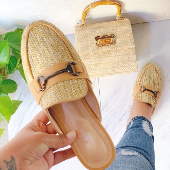 Cork Beige Woven Hand Flats - Picture 3 of 7